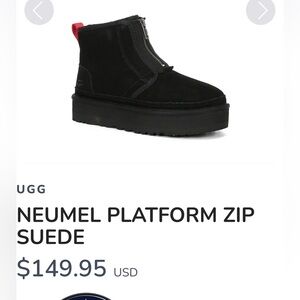 UGG NEUMEL PLATFORM ZIP SEUDE. Size 8.